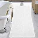 LOCHAS Luxury Bathroom Rug Shaggy Bath Mat 24 x 70 Inch, Washable Non Slip Bath Rugs for Bathroom Shower, Soft Plush Chenille Absorbent Carpets Mats, White