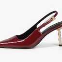 iiimmu Slingback Heels for Women 3.5 in / 4 in Kitten Heel Closed Toe Pumps Dress Shoes, 10