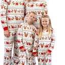 PATPAT Matching Family Christmas Onesie Pajamas  Holiday Hooded Jumpsuit Sleepwear PJs Couples Xmas Loungewear with Socks (Small, Red Santa Reindeer)