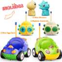 Kidz do 2 Pack Dinosaur Toys Remote Control Cars for Toddlers Ages 2 3 4 5, Christmas Birthday Gifts for 2-5 Year Old Boys, Dinosaur RC Car Toys with Music and Lights (Green Blue)