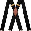 Vintage Suspenders for Men Heavy Duty 4 Snap Hooks for Belt Loops Adjustable X Back (One Size)
