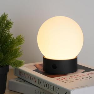 WEILAILUX Small Cute Cordless Table Lamp Rechargeable, Battery Operated Shower Lamp Waterproof, Touch Dimmable Globe Ambient Light for Outdoor/Bedside/Patio/Dining (Black)