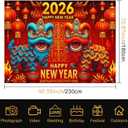 2026 Happy Chinese New Year Backdrop 8x6ft Chinese Lion Dance Red Lantern Palace Banner Photography Background for Lunar New Year Party Decoration Spring Festival Celebration Photo Booth