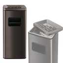 IRONWALLS Indoor Outdoor Garbage Can, Black Stainless Steel Commercial Trash Can with Lid, Industrial Waste Container, Decorative Trash Receptacle for Patio, Shopping Center, Office
