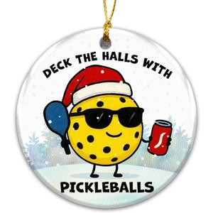 4 x Funny Pickleball Ornament 2025  Deck The Halls with Pickleballs Holiday Tree Decoration  Unique Pickleball Gift for Players, Coaches, Friends, and Pickleball Lovers