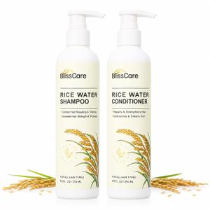 Rice Water Shampoo and Conditioner Set, Strengthen and Revitalize Hair, Nourish Damaged Hair for Women and Men, Hair Care, Restore Shine, Infused with Biotin, Citrus Peel, Rosemary