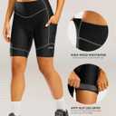 Padded Bike Shorts for Women High Waisted 4D Padding Cycling Bicycle Road Biking Shorts with Pockets (X-Large, Black/Dark Grey)