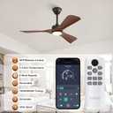 42 Inch Modern Ceiling Fan with Light and Remote & APP Control, ABS Ceiling Fan with 3 Blades and Downrods, Reversible Quiet DC Motor, Farmhouse Ceiling Fan for Bedroom Living Room Patio Porch
