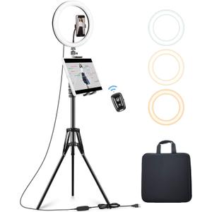 Elitehood 12 Ring Light with Tripod Stand (72 Tall) & iPad/Phone Holder, Dimmable Selfie Circle LED Lights Ringlight for Video Recording, Conference, Makeup, Laptop, Computer, Webcam, YouTube