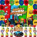 Super Theme Hero Birthday Party Supplies ,Super Theme Hero Party Decorations Includes Backdrop,Balloons,Cake Toppers,Cupcake Toppers for Hero Birthday Party Decorations