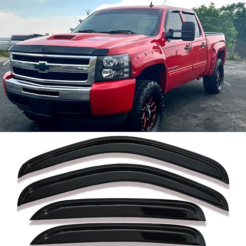 TONOYTIM 4-pcs Sun Rain Snow Vent Guard Shade Window Visors for 2007-2013 Chevy/GMC Crew Cab Pickup SUV Wind Deflectors, 94515 Truck Window Visor Rain Guards