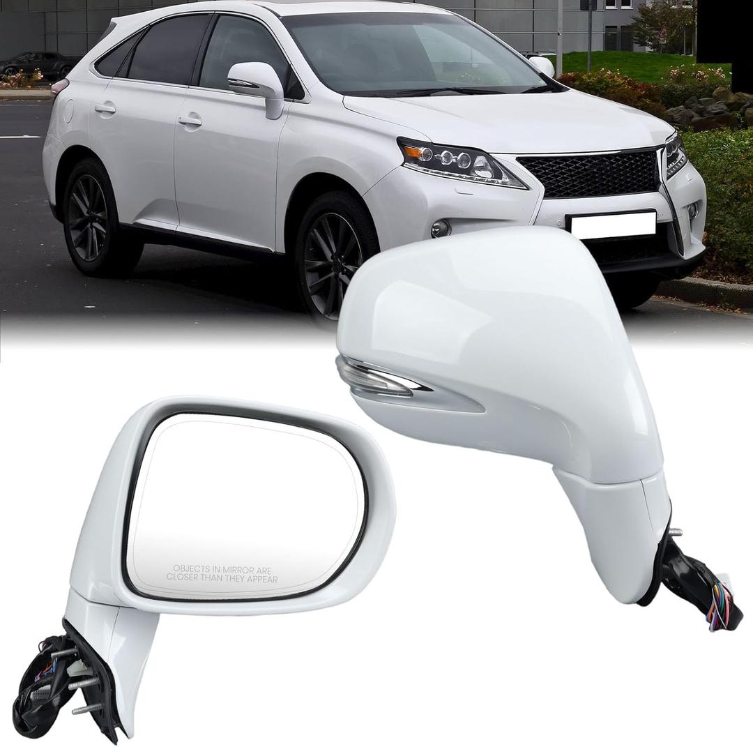 Right Passenger Side Mirror Compatible With 2013 2014 2015 Lexus RX350 RX450H Mirrors with Mirror Power Folding Memory Turn Signal Puddle Light Heated Power Glass White(16Pins)