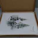 Vintage Three Green Pine Trees Framed Canvas Print Christmas Wall Art, 12x16 Winter Snowy Forest Holiday Nordic Painting Artwork, Rustic Scandinavian Living Room Bedroom Farmhouse Home Decor