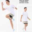 Cosmolle Men's 2-in-1 Quick-Dry Workout Shorts Built-in Liner Elastic Waistband Multi-Pocket Design for Gym Basketball (Beige, XL)