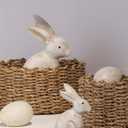 DN DECONATION Wooden Antique White 3D Bunny Rabbit Figurines for Spring Easter Decor Gift Set of 2