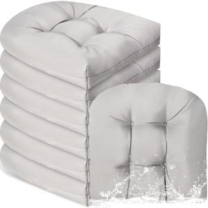 Thyle Outdoor Chair Cushions Set of 6 Waterproof Sun Protection Square Tufted Overstuffed Patio Furniture Seat Cushion for Patio Furniture Dining Indoor 19" x 19"(Light Gray)