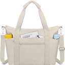 Small Travel Gym Duffel Bag for Women, Waterproof Nylon Weekender Overnight Bag Personal Item Carry on Bags for Airplanes Hospital Sports Fitness Dance Mommy Tote (Beige)