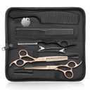 JASON Professional 10-Piece Haircut Scissors Set - 6.7" Thinning/Texturizing Scissors, Straight Shears for Men, Women & Home Salon (30 Teeth, Rosegold)