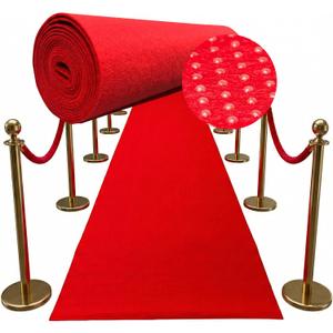 Red Carpet Runner for Party - Durable, Non Slip Red Rug - Hollywood Theme Party Decorations, Wedding Ceremony, Runway, Prom, Indoor & Outdoor Event (2.2x16.4ft)
