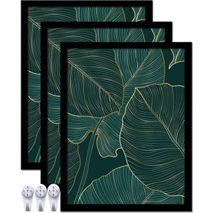Black Picture Frame Set of 3, 17x22 Picture Frame for Photo Poster Canvas Certificate Document Display Horizontally or Vertically High Transparent Wall Gallery(Size 17 x 22 inches)
