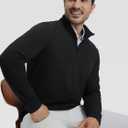 M MAELREG Quarter Zip Pullover Men Mock Neck Long Sleeve Performance Golf Athletic Pullover Half Zip Mens Sweatshirt (Black, M)