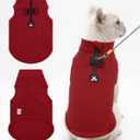 CuteBone Fleece Dog Vests Christmas Red with Turtleneck, Half Zip-Up & Pullover Winter Sweaters Shirts for Small & Medium Dogs - Warm Thermal Jackets with D-Ring, Ideal for Cold Weather DZBX03L (Large)