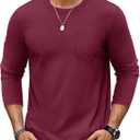 TACVASEN Mens Long Sleeve Tee Shirts Cotton Lightweight Casual Pocket Crew Neck Work T Shirts for All Season (M)