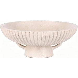 Large Decorative Bowl, 10.8" Beige Pedestal Bowl, Decorative Fruit Bowl for Home Decor, Stylish Key Bowl for Entry Table,Decorative Fruit Bowl for Kitchen Counter, Coffee Table Decor, Entryway Key