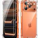 ORETECH Compatible with iPhone 17 Pro Max Case 6.9 Inch, with [2 x HD Screen Protector & Camera Lens Protector], Soft Silicone Shockproof Corner Anti-Scratch PC Back Cover for iPhone 17 Pro Max -Clear (Transparent - NO Magnetic)