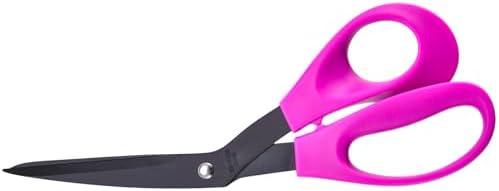 SCAIKTIG 8.5‘’ Bent Fabric Scissors All Purpose Sharp Heavy Duty, Bent Shears for Sewing Crafting Cutting Clothes, Felt, Leather, Paper Supplies, Purple Handle and Black Titanium Coating Blades