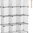C&AHOME Wire Cube Storage, 12 - Cube Organizer Metal C Grids, Modular Shelves Units, Closet Organizer, Ideal for Home, Office, Living Room, 36.6L x 12.4W 48.4H, Silver Gray UWCS3012G