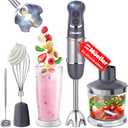 Mueller Multistick 5-in-1 Immersion Blender Handheld, 12 Speed Hand Mixer - Turbo Boost, Heaviest Duty Copper Motor, Titanium Blades Hand Blender, Milk Frother Wand, Whisk, Beaker, Chopper, Grey