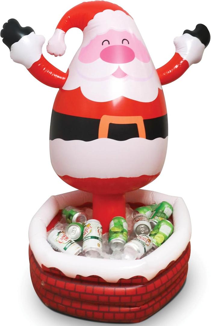 Santa Inflatable Cooler -Christmas in July Decorations Holiday Party Supplies Inflatable Cooler - Keeps Up to 72 Drinks Cold - 24" x 28" in - Yard Decoration (Santa)