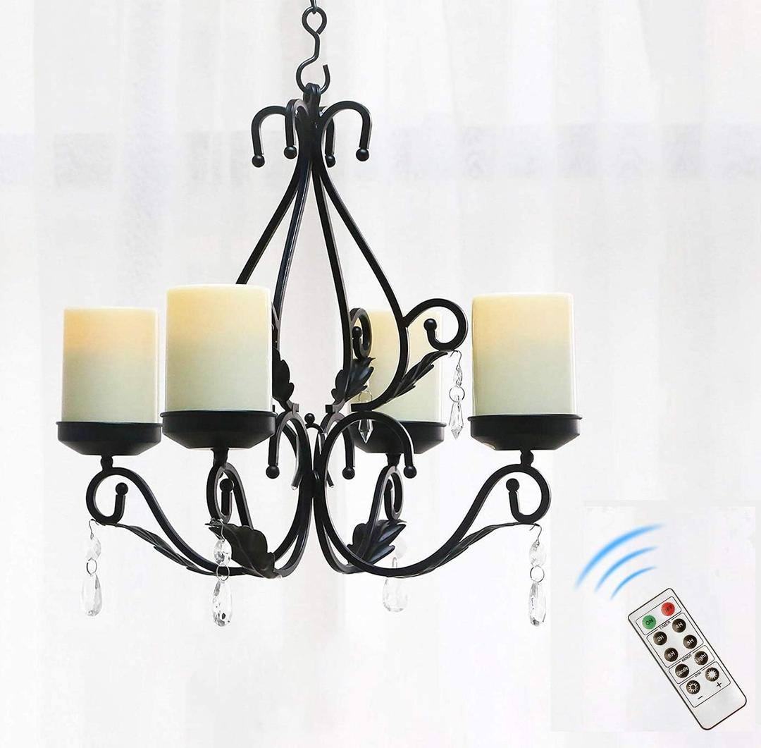 3 in 1 Ambient Lighting Chandelier Chain Hang Metal Wall Sconce (Black)