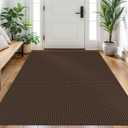 EARTHALL Woven Area Rug 4x6 Ft Washable Rugs for Entryway Non Slip Braided Throw Rugs Bedroom Carpet Cotton Entry Rug Cotton Floor Carpets for Bedroom Dining Room Living Room, Brown