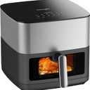 Iceagle Stainless Steel Air Fryer 9 Quart - Airfryer XXL with Large Viewing Window, Dual Heating Elements, 12-in-1 Function to Roast, Bake, Broil, Defrost, Reheat, Dishwasher-Safe Parts, 1700W, Siver