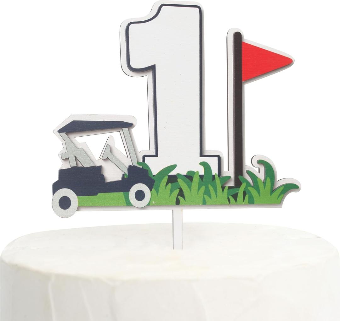 Wood Golf 1st Birthday Cake Topper, Hole In One Golf Themed 1st Birthday Party Cake Topper, Sports Themed Baby Shower Party Decor, Baby First Birthday Party Decorations