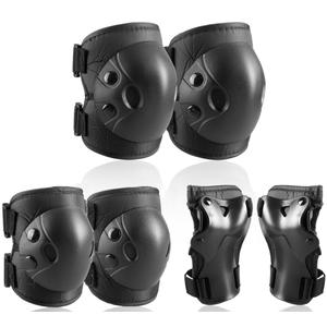 Cockchafer Kids and Youth Knee Elbow Wrist Guards Protective Gear Set for Skateboarding, Roller Skating, Inline Skating, Scooter Riding, BMX Biking (Black, Medium)