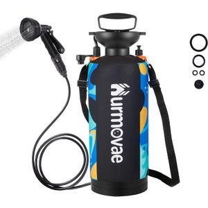 Portable Shower, 2.1Gallon (8L) &10 Spray Modes | Pressurized Beach Shower for Camping Travel & Sand, Camping Shower, Surf Shower, Portable Water Sprayer, Nylon Insulated Cover, Orange