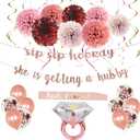 Bachelorette Party Decorations Bridal Shower Supplies Rose Gold Kit Ring Balloons,Banner,Swirl,Paper Pom Poms,Bride to Be Sash for Hens Night Party Decoration
