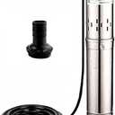 1Hp Deep Well Submersible Pump,220V/60Hz 3" OD Pipe Deep Well Pump,with 50ft Electric Cord,11gpm Flow 335ft Head,1" Outlet Stainless Steel Screw Water Pump for Industrial,Irrigation & Home Use