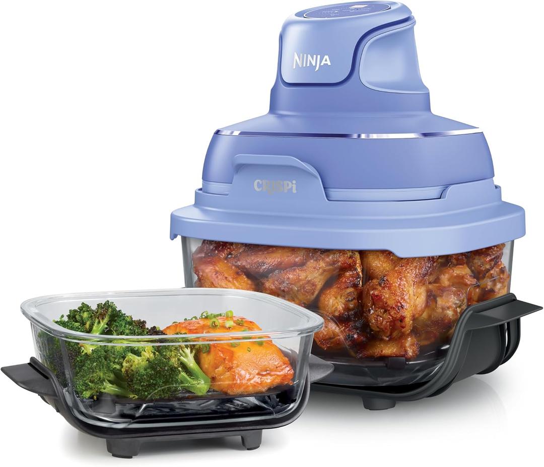 Ninja Crispi 4-in-1 Glass Air Fryer | 450F | Non-Toxic | 4QT & 6-Cup Glass Containers w/Lids | Microwave, Freezer, Dishwasher Safe | Max Crisp, Air Fry, Bake, Recrisp | Frosted Lilac | FN101PR