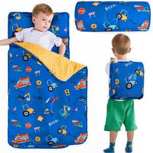 DJY Toddler Nap Mat,Kid Slumber Bag with Removable Pillow & Minky Blanket,Soft Sleeping Mat Perfect for Daycare,Preschool,Kindergarten,Travel,  3-6 years, 42 inches x 31 inches