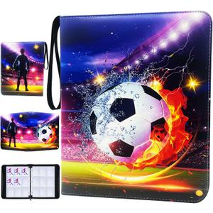 Soccer Card Binder 9 Pocket, Trading Card Binder with Sleeves, Sports Card Binder Collectible Trading Card Albums Fits 900 Cards with 50 Removable Sleeves