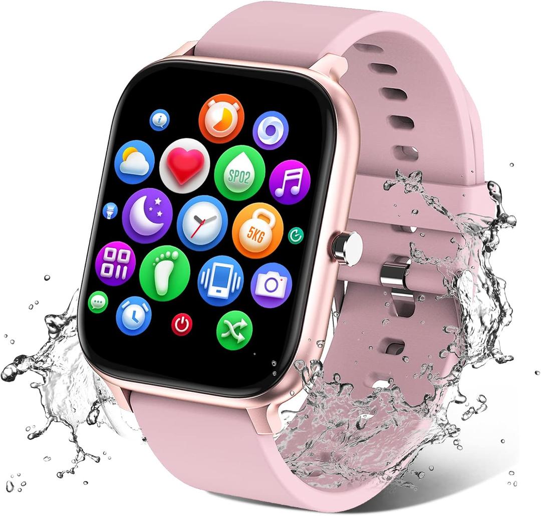 Smart Watch for Men Women Compatible with iPhone Samsung Android Phone 1.69 inch Full Touch Screen IP68 Waterproof Bluetooh Fitness Tracker Heart Rate/Sleep Monitor, Color May Vary