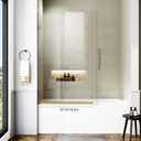 Bathroom Shower Glass Door 36 * 62" - 5/16"(8mm) Thick Clear Tempered Glass Panel, Fixed Hinged Framless Shower Glass Door with Bottom Seal, Brushed Gold