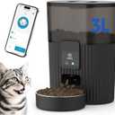 Automatic Cat Feeder 3.5L/15 Cup 2.4G WiFi Pet Feeder for Dog Work with Alexa & Echo Timed Cat Food Dispenser for Remote Feeding with Stainless Steel Bowl up to 10 Meals Per Day with APP (Black)