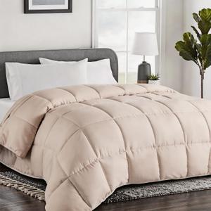 COHOME Quilted Oversized King Size Comforter - All-Season Down Alternative Duvet Insert - Luxury Hotel Winter Warm Beige Comforter with Anti-Clump Tech & 8 Tabs- Reversible, 98"x116"
