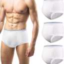 Carer Mens Incontinence Underwear Washable 3 Pack Cotton Reusable Incontinence Boxers Briefs for Men Built in Cotton Pad for Bladder Leakage 150ML, 2X-Large
