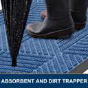 Smiry Front Door Mat Outside Entrance, Heavy Duty Sturdy Natural Rubber Doormat, Trap Dirt and Moisture, Easy Clean Low Profile Mats for Indoor Outdoor Entry, Irregular Triangle (29.5x17, Blue)
